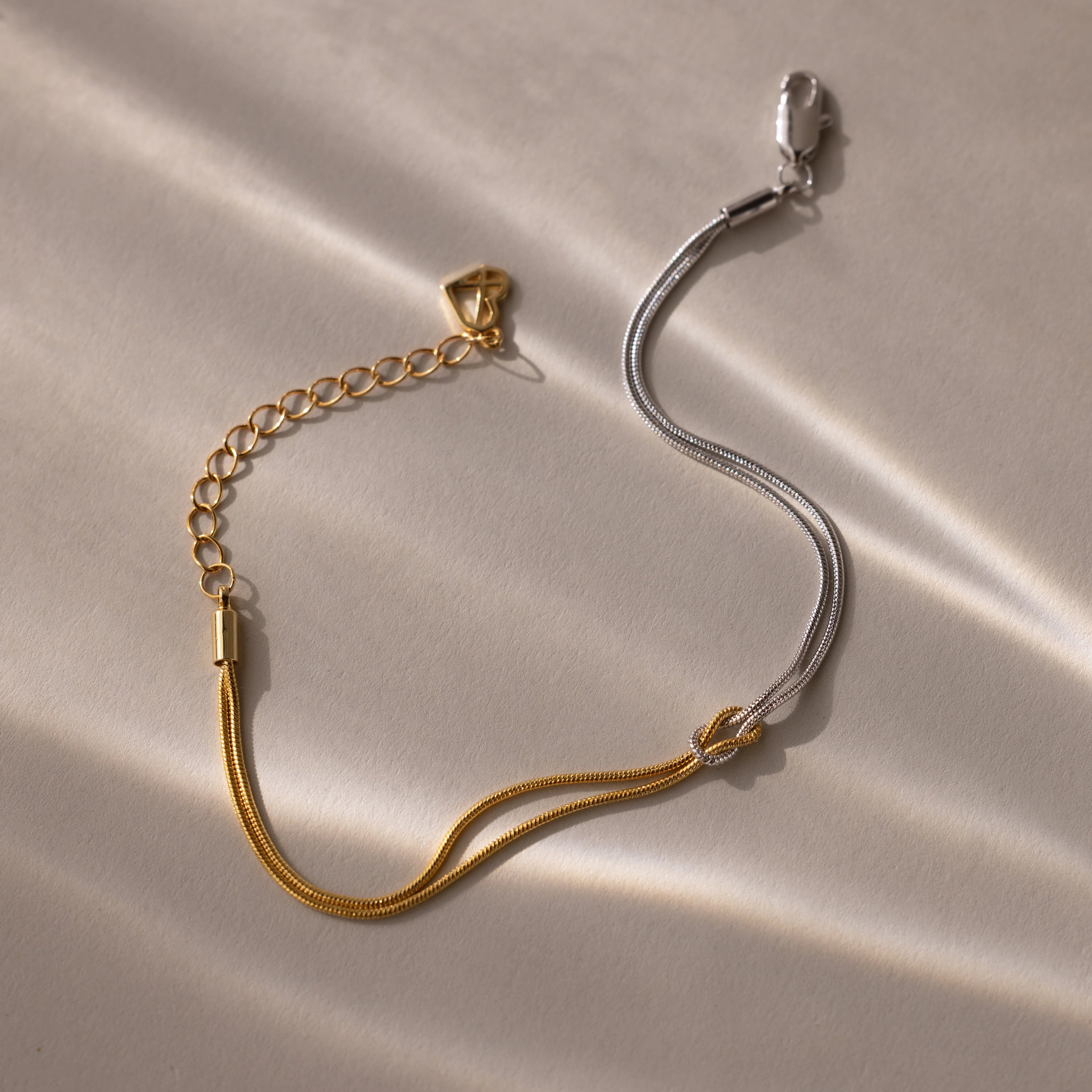 Mixed Metal Knot Bracelet in Silver 18K Gold Plated