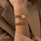 Oval  Face Timepiece Set Silver 18K Gold Plated
