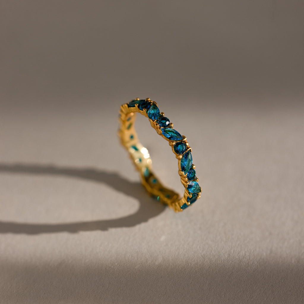 Staggered Marquise Birthstone Ring  Silver 18K Gold Plated