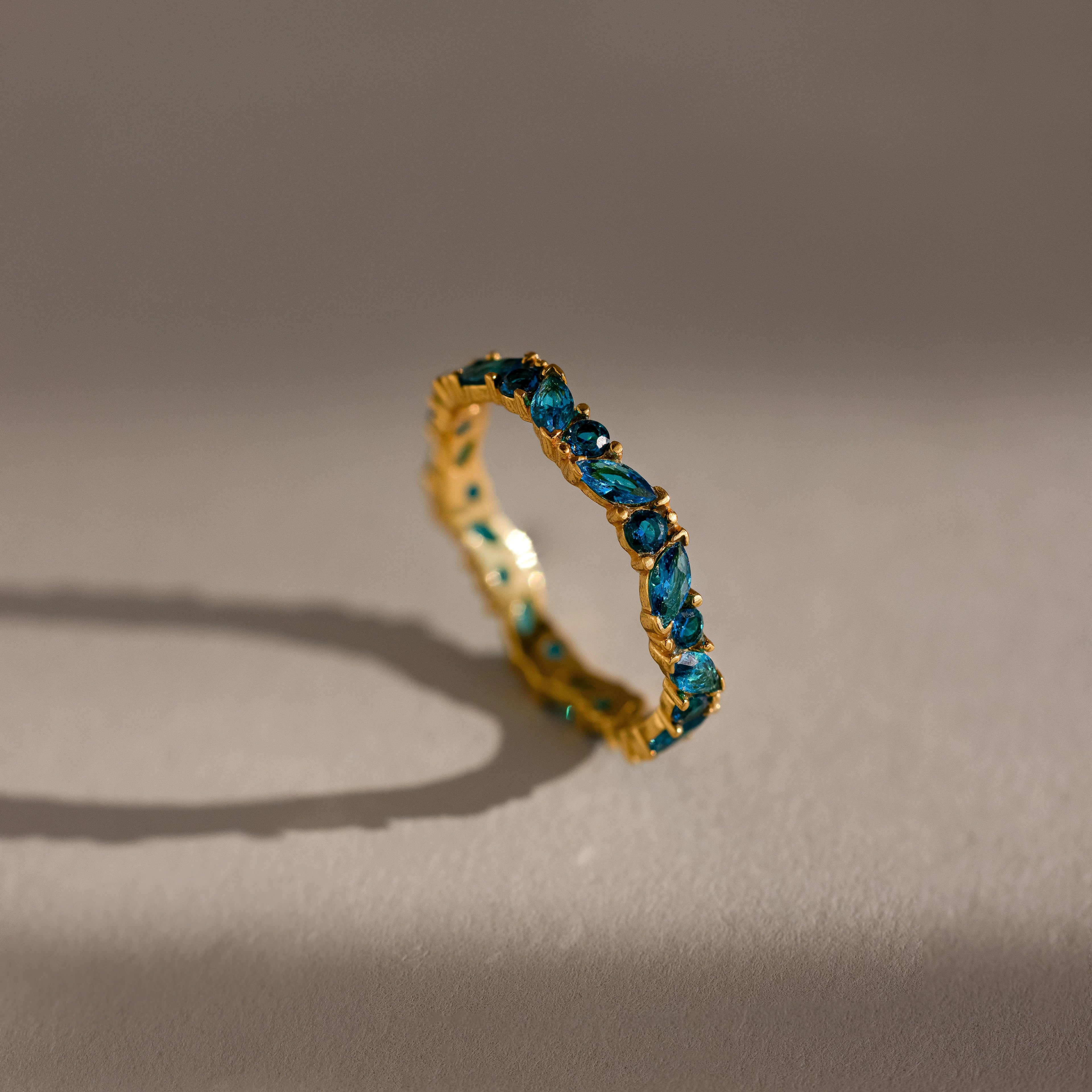 Staggered Marquise Birthstone Ring  Silver 18K Gold Plated