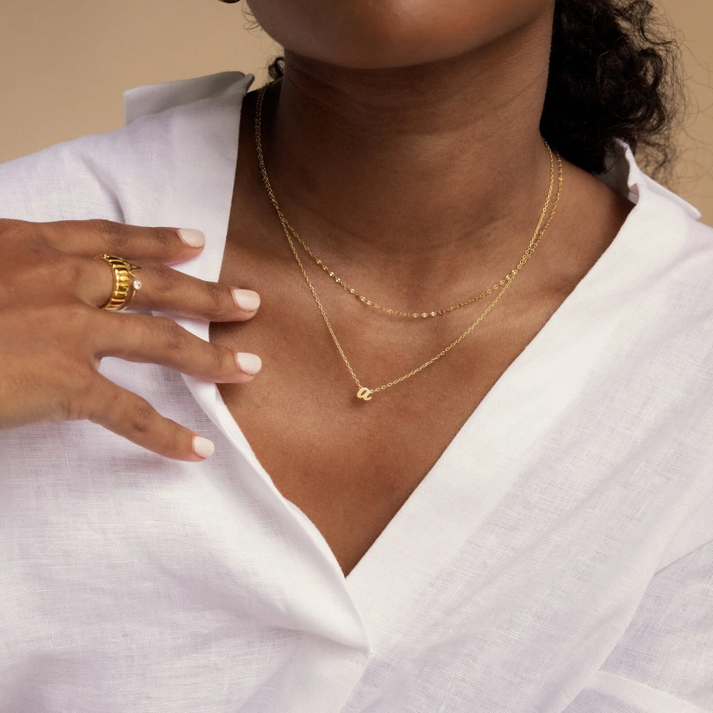 Mellow Dainty Initial Necklace Silver 18K Gold Plated