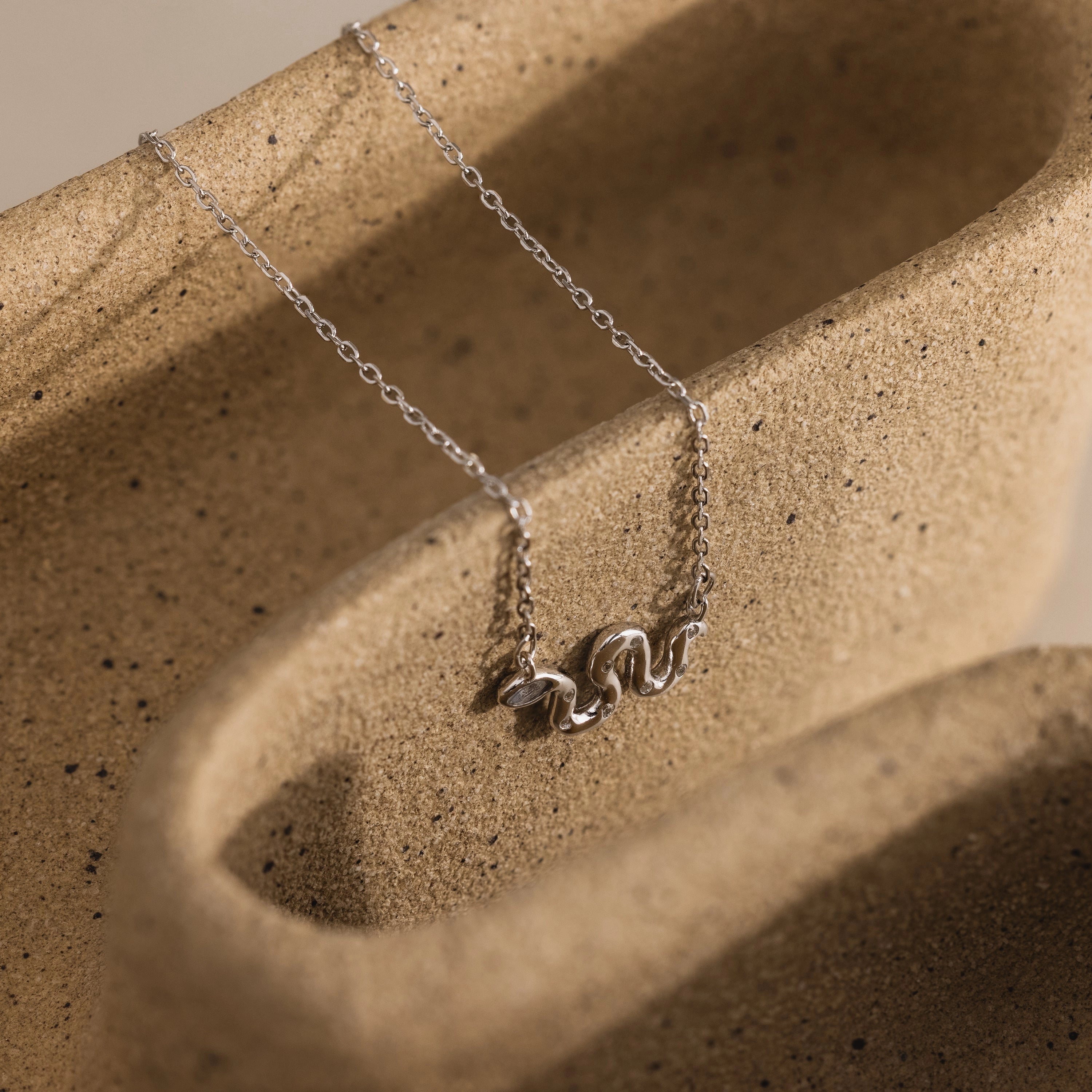 Diamond Viper Necklace Silver 18K Gold Plated