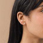 Pave Round Diamond Studs Silver 18K Gold Plated