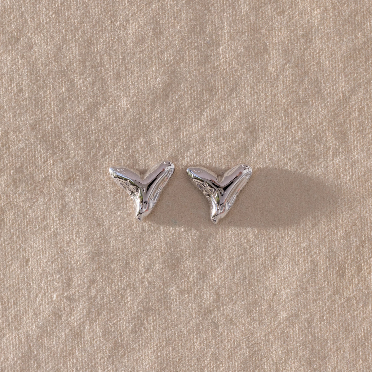 Shark Tooth Flatback Studs Silver 18K Gold Plated