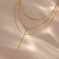 Sparkling Layered Lariat Necklace Silver 18K Gold Plated