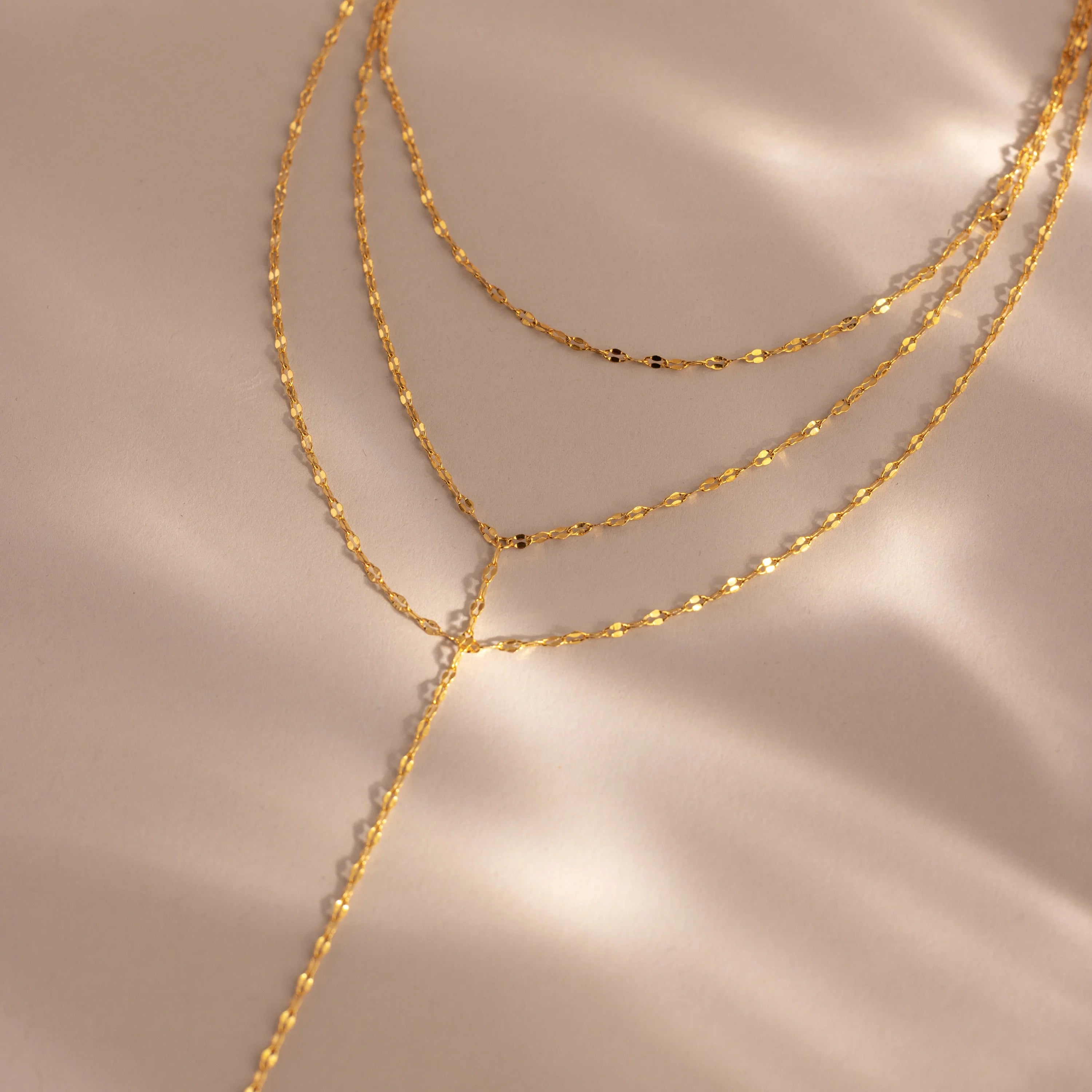 Sparkling Layered Lariat Necklace Silver 18K Gold Plated