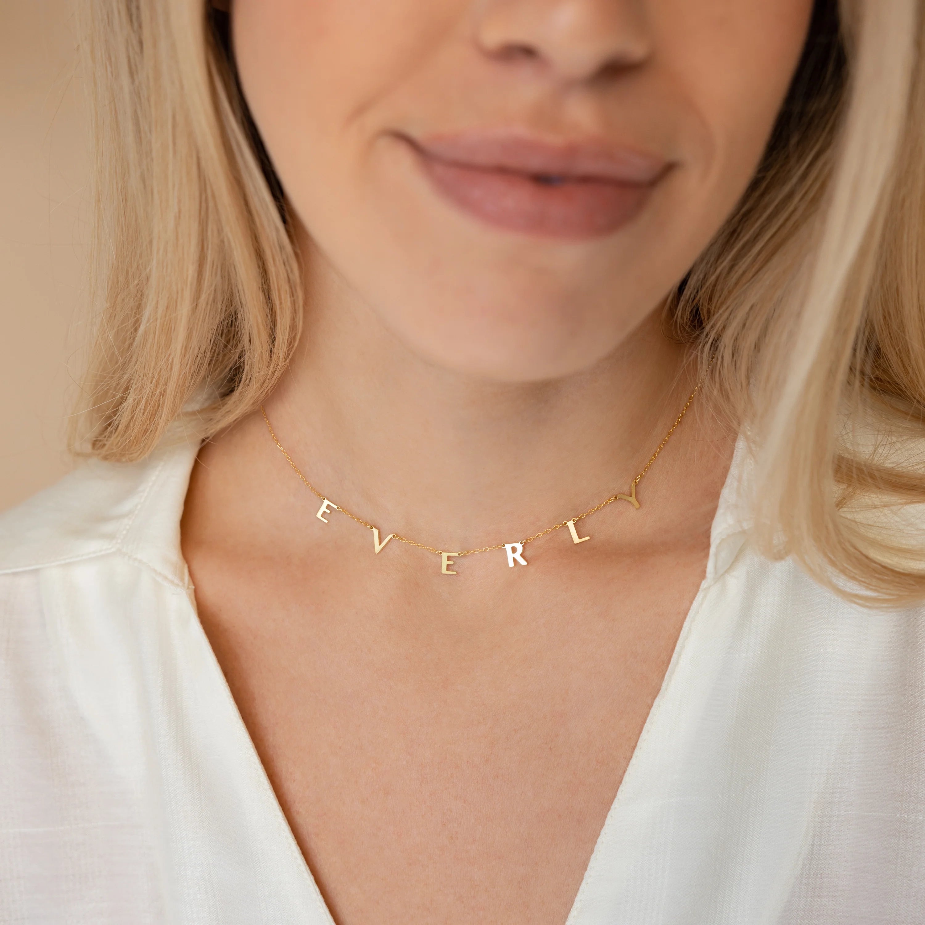 Apollo Letter Name Necklace Silver 18K Gold Plated