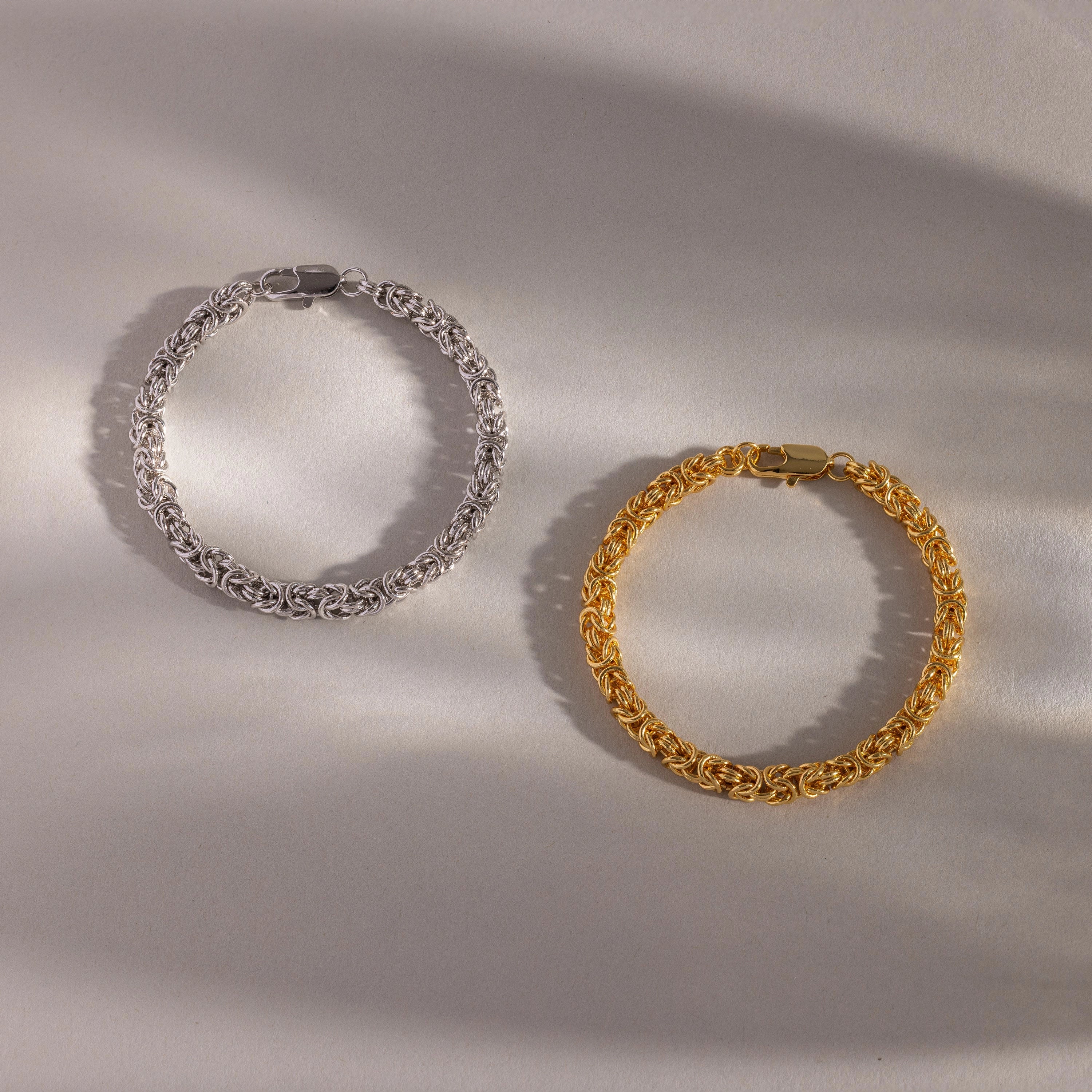 Bold Byzantine Bracelet Silver 18K Gold Plated