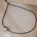 Chunky Puff Heart Necklace Silver 18K Gold Plated