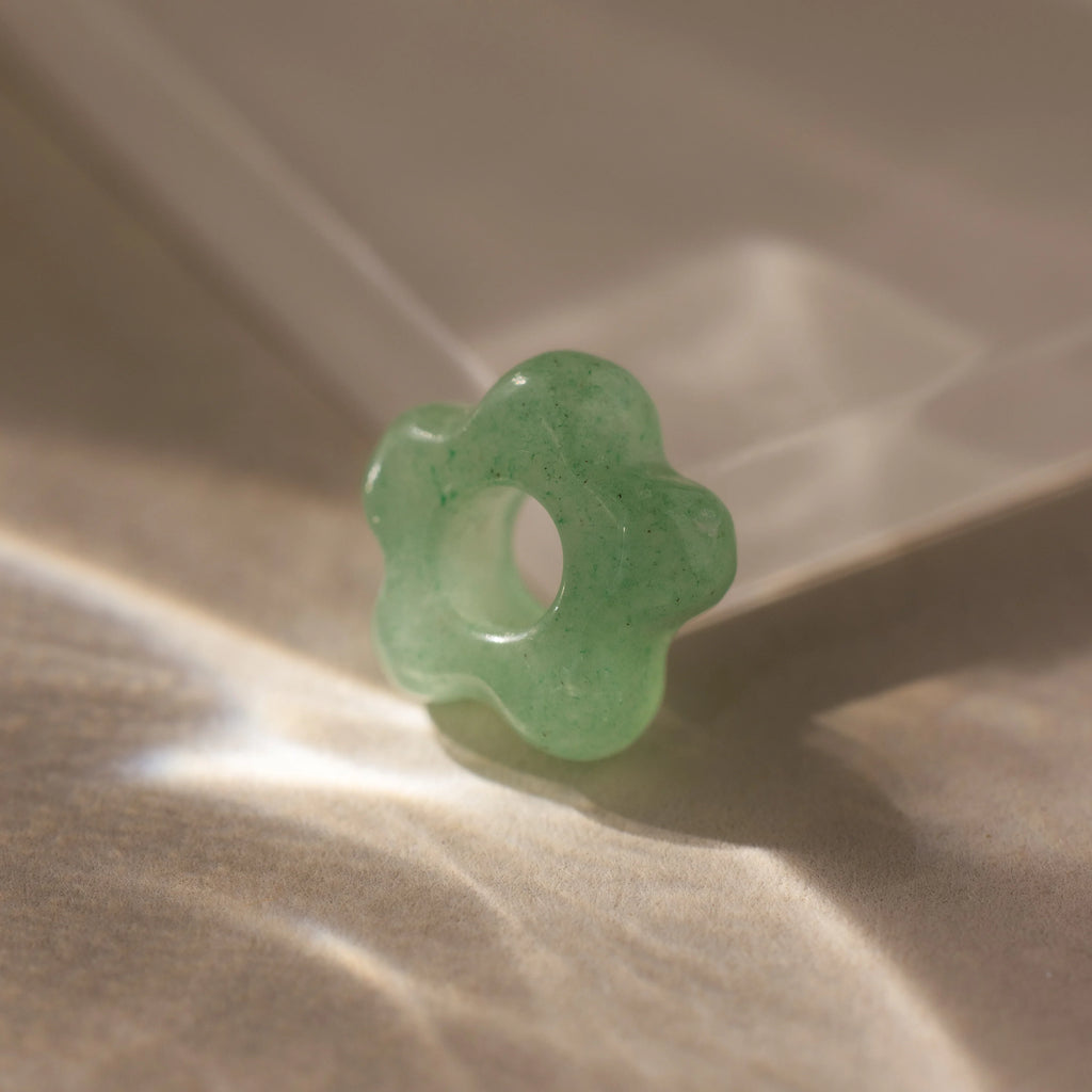 Jade Flower Spacer Charm Silver 18K Gold Plated