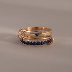 Eternity Band Triple Linked Sapphire Ring Set Silver 18K Gold Plated