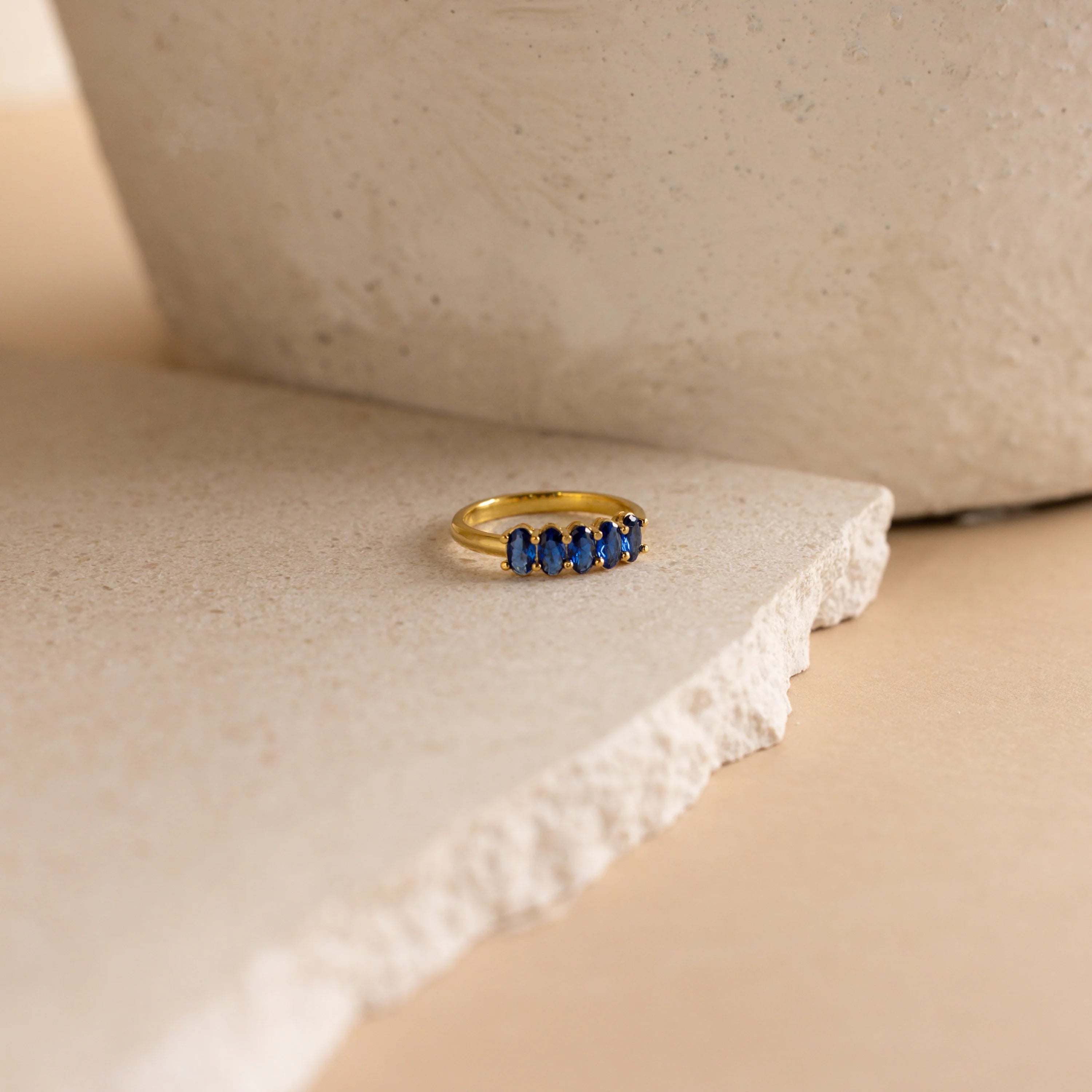 Oval Birthstone Ring Silver 18K Gold Plated