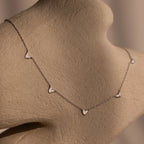 Heart Station Necklace Silver 18K Gold Plated