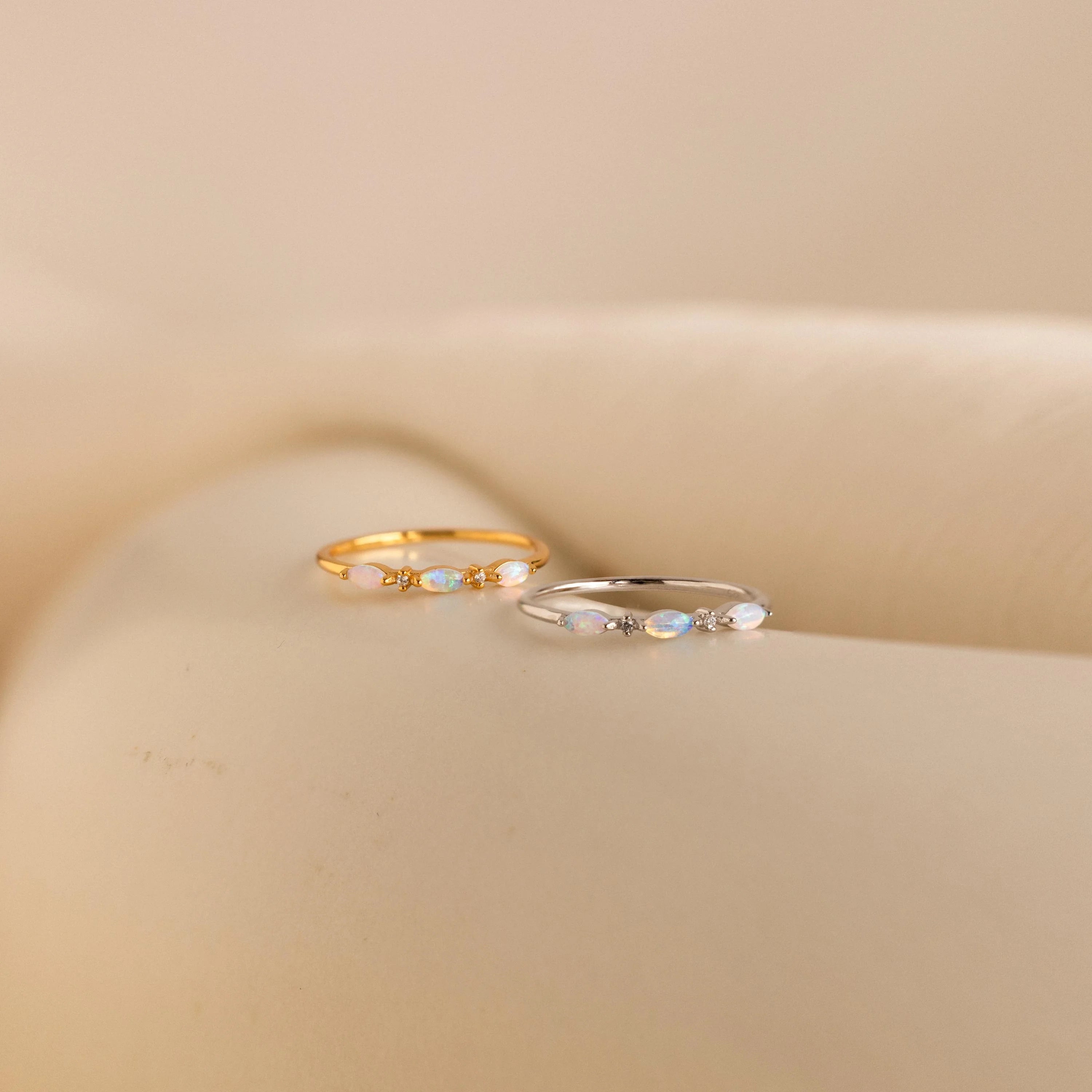 Alessia Trio Opal Ring Silver 18K Gold Plated