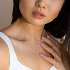 Opal Station Necklace Silver 18K Gold Plated
