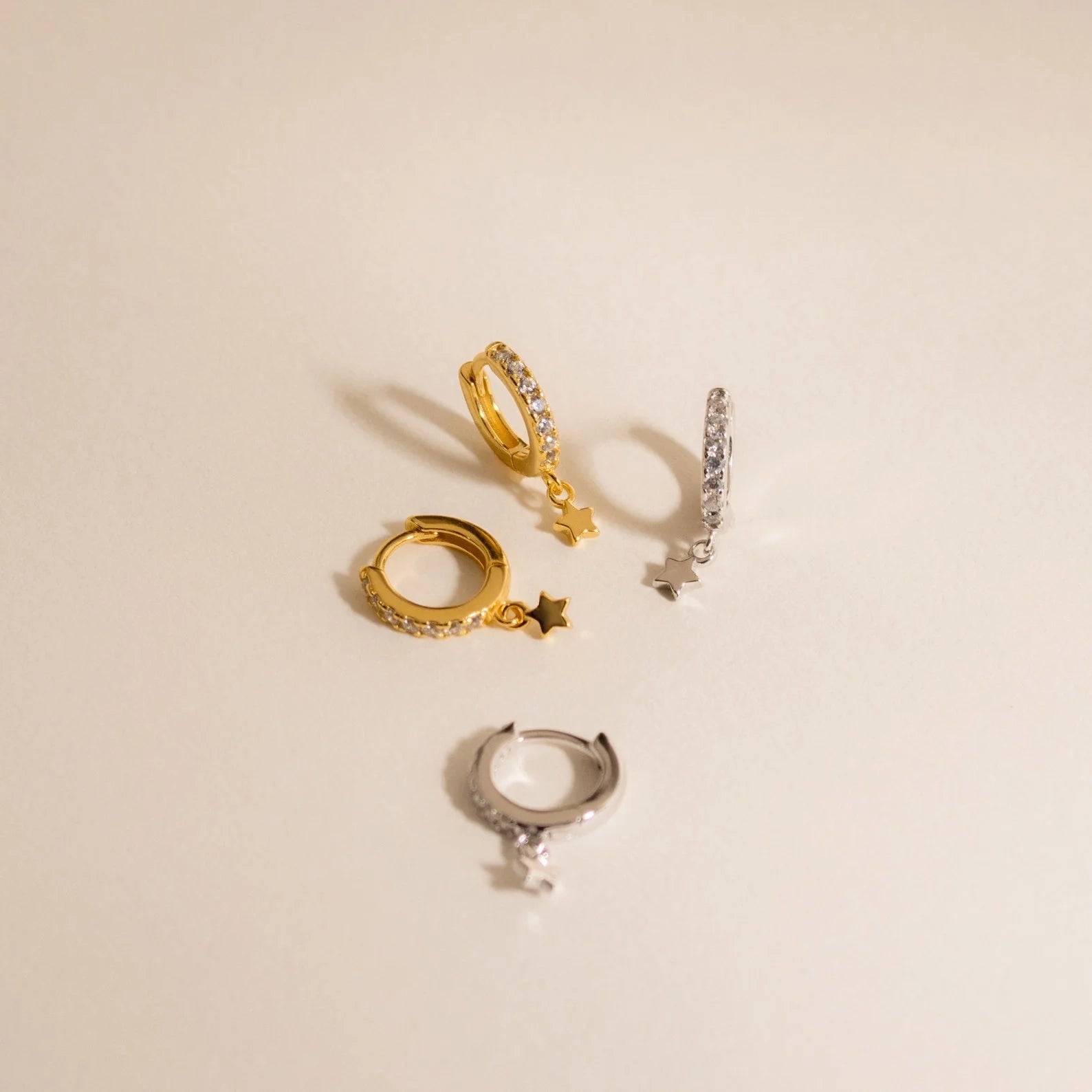 Emily Pave Star Huggies Silver 18K Gold Plated