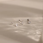 Mixed Diamond Flat Back Stud Set  Silver 18K Gold Plated