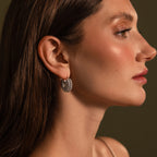Beaded Dome Hoops Silver 18K Gold Plated