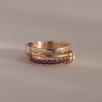Eternity Band Triple Linked Amethyst Ring Set Silver 18K Gold Plated