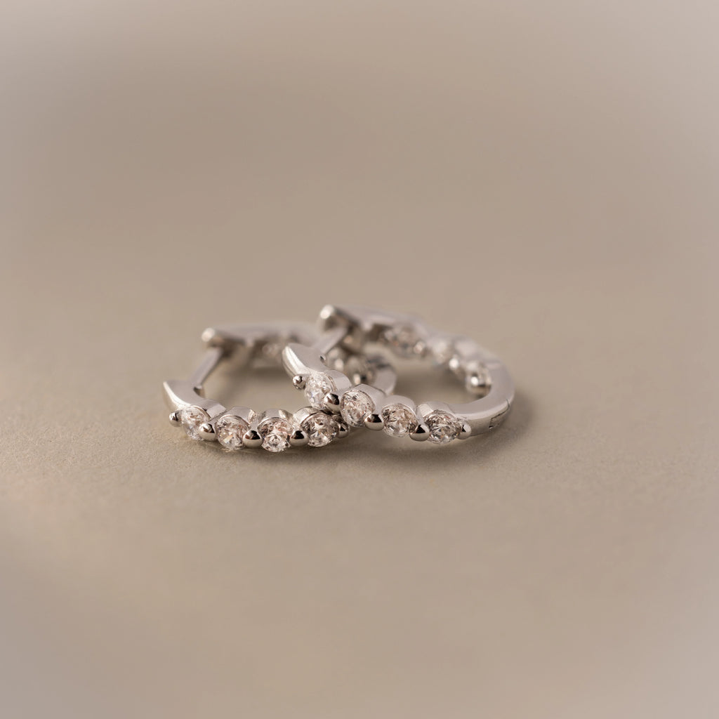 Mini Birthstone Beaded Huggies Silver 18K Gold Plated