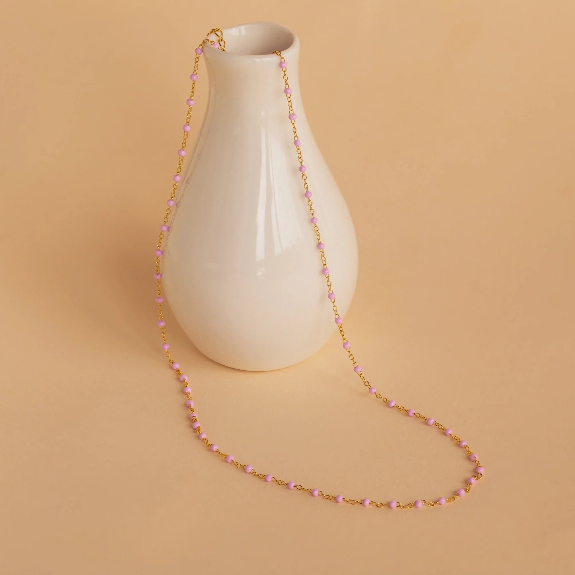 Pink Station Necklace Silver 18K Gold Plated