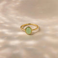 Jade Oval Ring Silver 18K Gold Plated