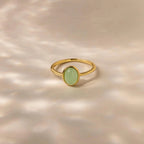 Jade Oval Ring Silver 18K Gold Plated