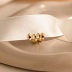 Pearl & Onyx Huggies Silver 18K Gold Plated