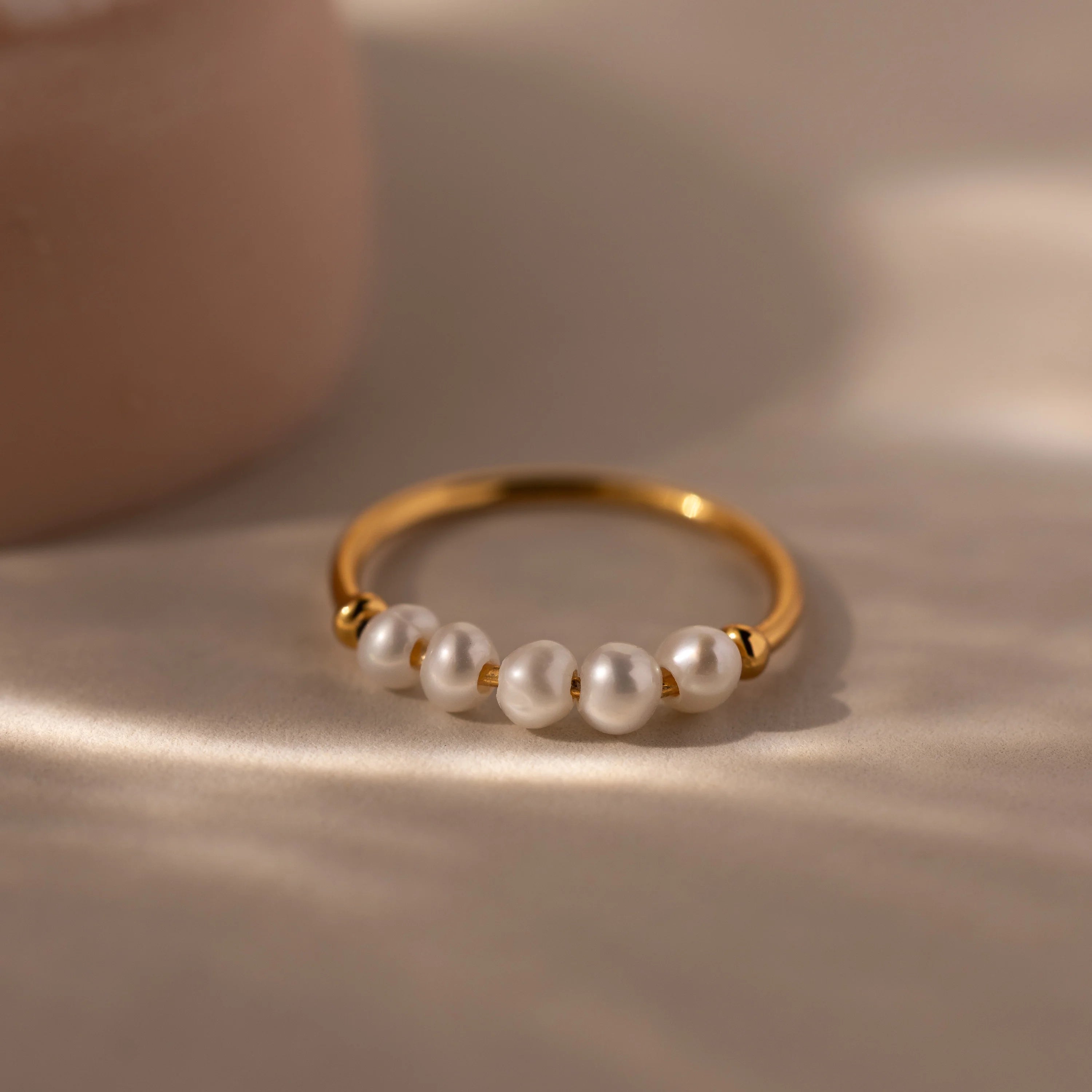 Beaded Pearl Ring Silver 18K Gold Plated