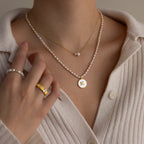 Dainty Duo Pearl Necklace Silver 18K Gold Plated
