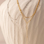 Duo Satellite Lariat Necklace Silver 18K Gold Plated