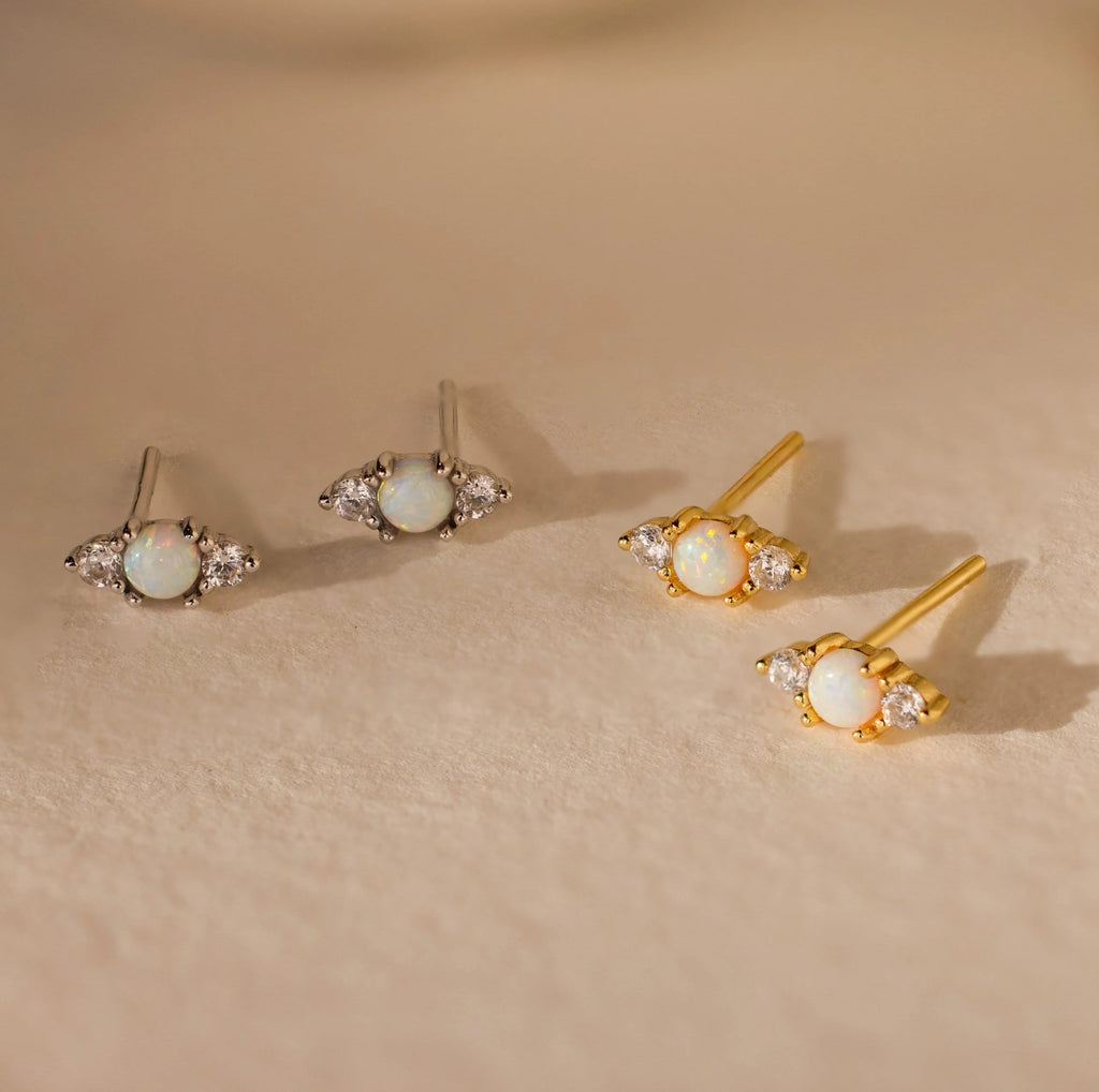 Opal and Diamond Studs