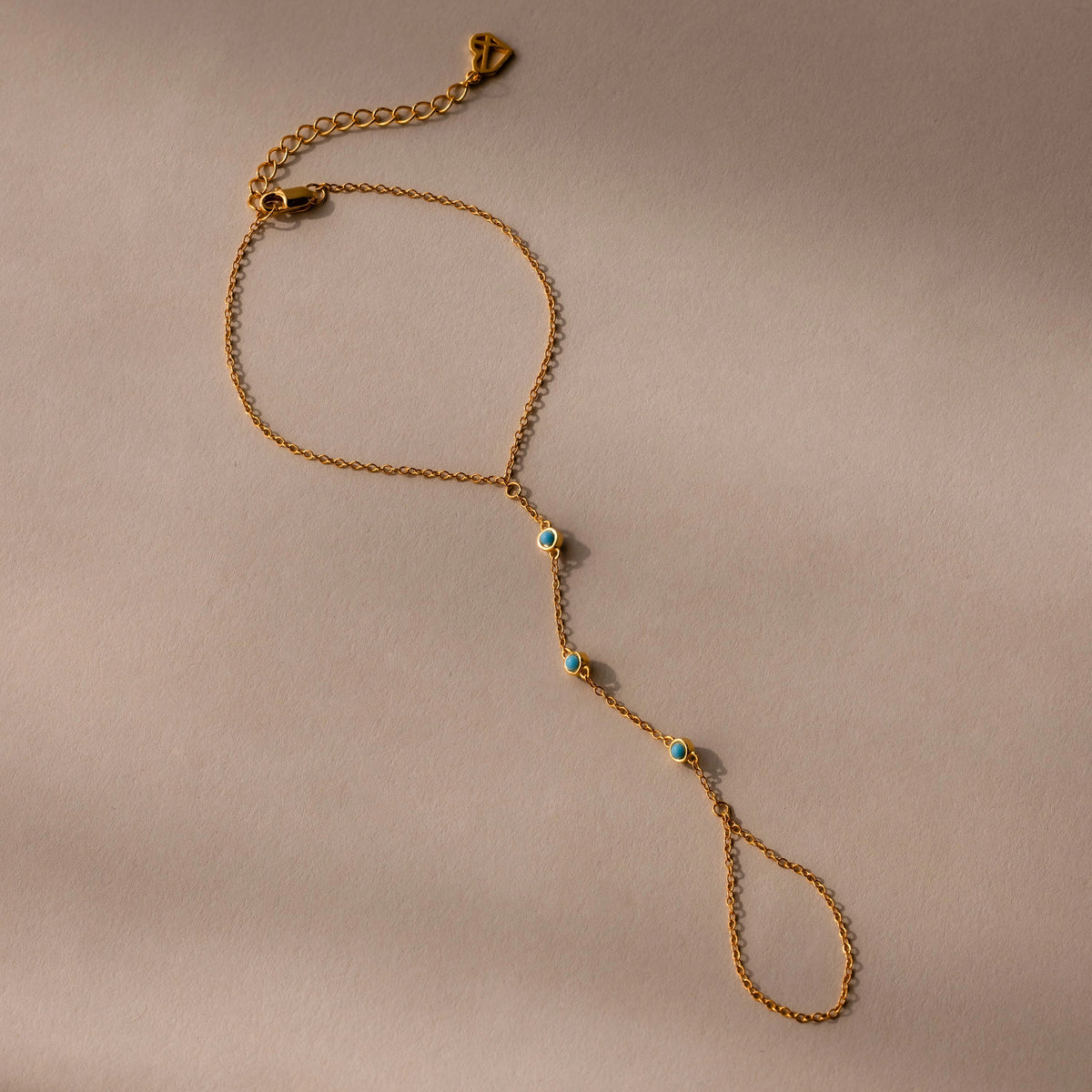 Turquoise Hand Chain Bracelet Silver 18K Gold Plated