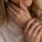 Blue Zircon & Pearl Lace Ring Silver 18K Gold Plated