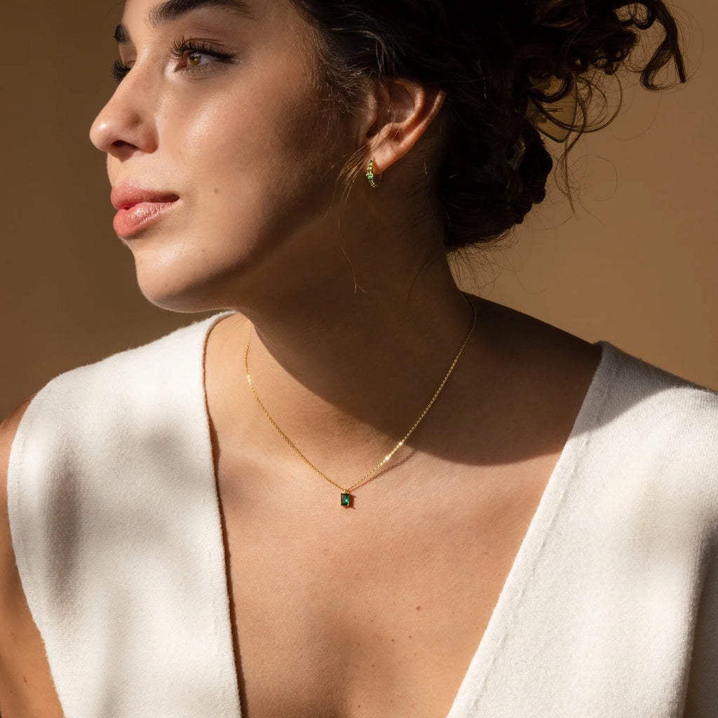 Maia Emerald Necklace Silver 18K Gold Plated