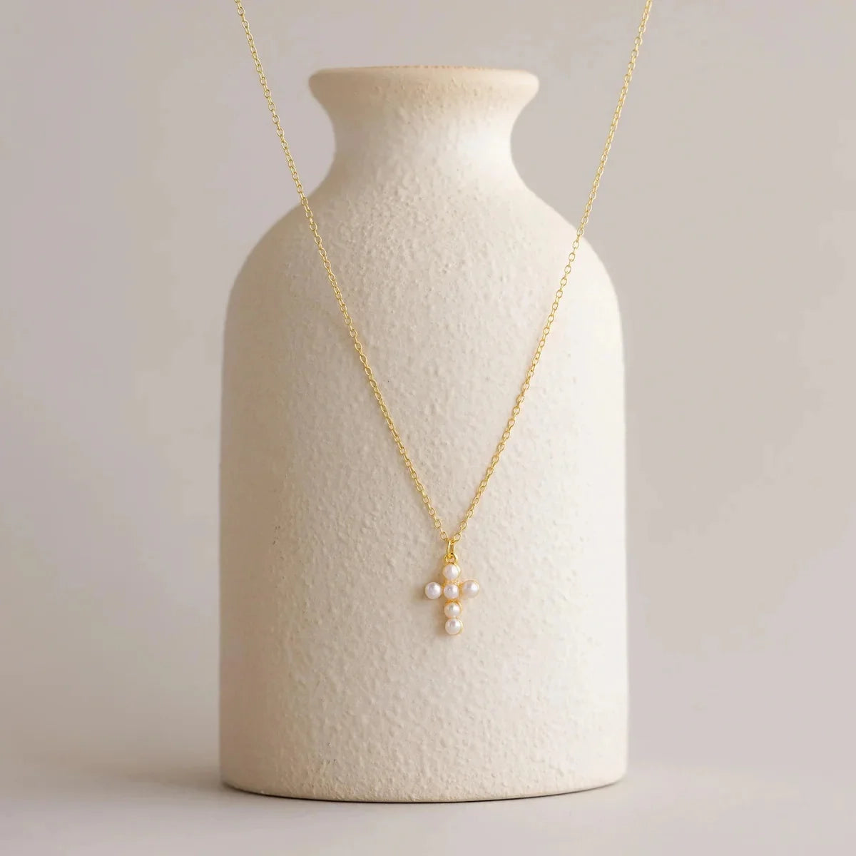 Celeste Pearl Cross Necklace