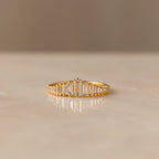 Art Deco Baguette Diamond Earrings & Ring Set Silver 18K Gold Plated