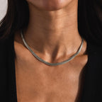 Thick Mesh Chain Necklace Silver 18K Gold Plated