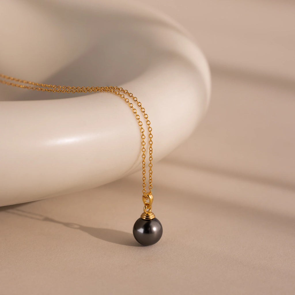 Midnight Pearl Necklace Silver 18K Gold Plated