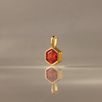 Hexagon Garnet Charm  Silver 18K Gold Plated