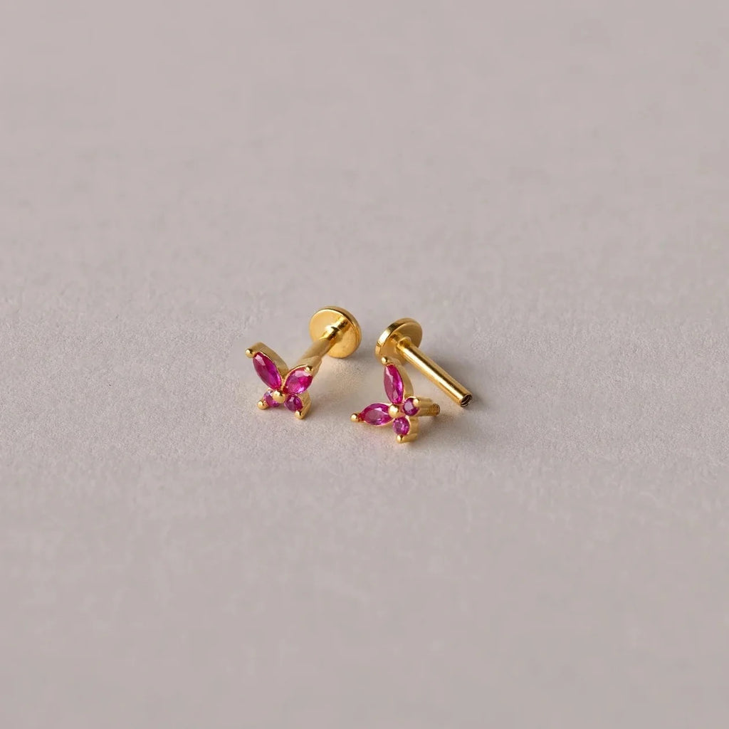 Mini Butterfly Birthstone Studs