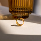 Wave Diamond Duo Ring Silver 18K Gold Plated