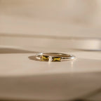Duo Baguette Birthstone Ring Silver 18K Gold Plated