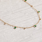 Larissa Emerald Station Necklace Silver 18K Gold Plated