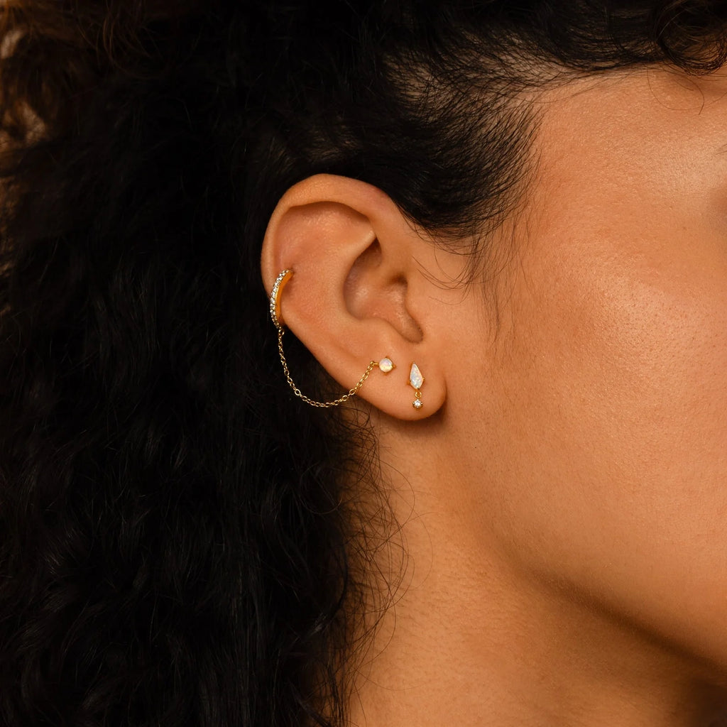 Opal Kite Diamond Drop Earrings Silver 18K Gold Plated