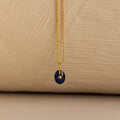 North Star Birthstone Signet Necklace in Sapphire Silver 18K Gold Plated