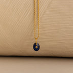 North Star Birthstone Signet Necklace in Sapphire Silver 18K Gold Plated