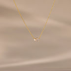 Teardrop Birthstone & Pearl Necklace Silver 18K Gold Plated