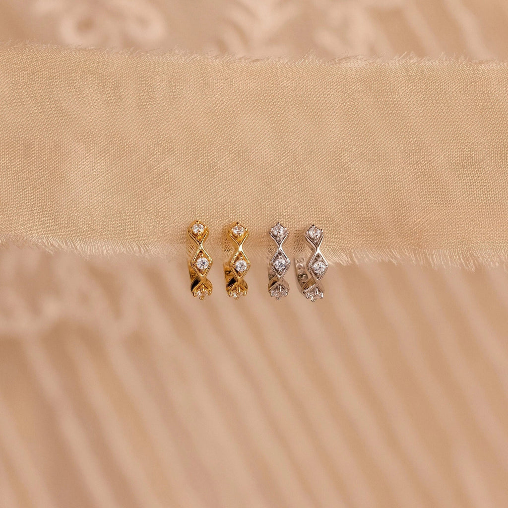 Ericka Diamond Tennis Huggies Silver 18K Gold Plated