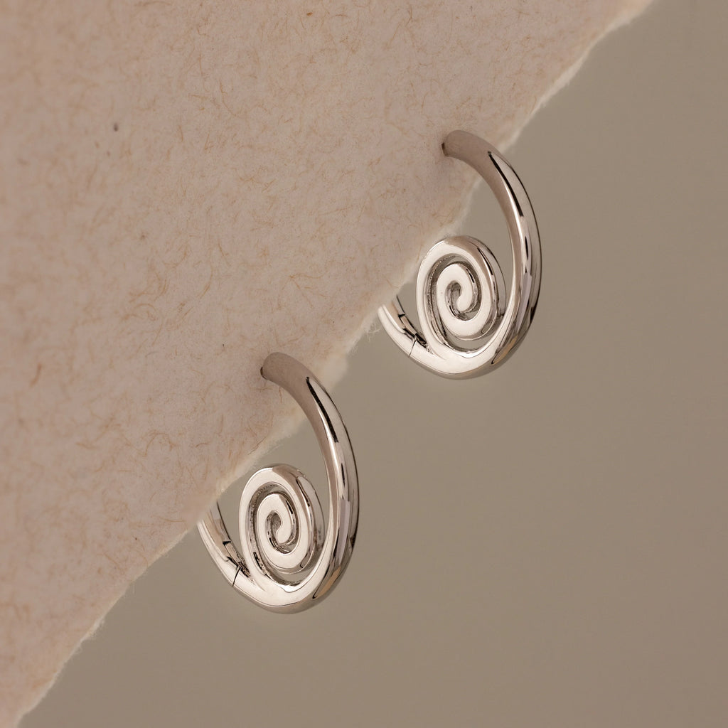 Spiral Swirl Hoops Silver 18K Gold Plated